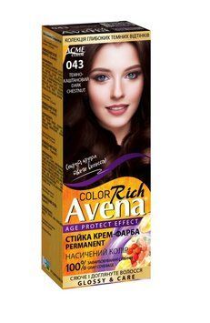 Стойкая крем-краска для волос Avena Rich Color №043 Темно-каштановый 133 мл (4823115502650) AD108 фото
