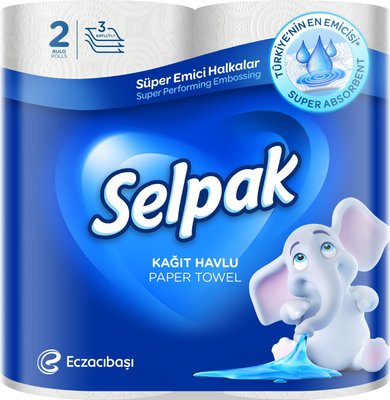 Бумажные полотенца Selpak 3 слоя 80 отрывов 2 рулона (8690530015029) В00148815 фото