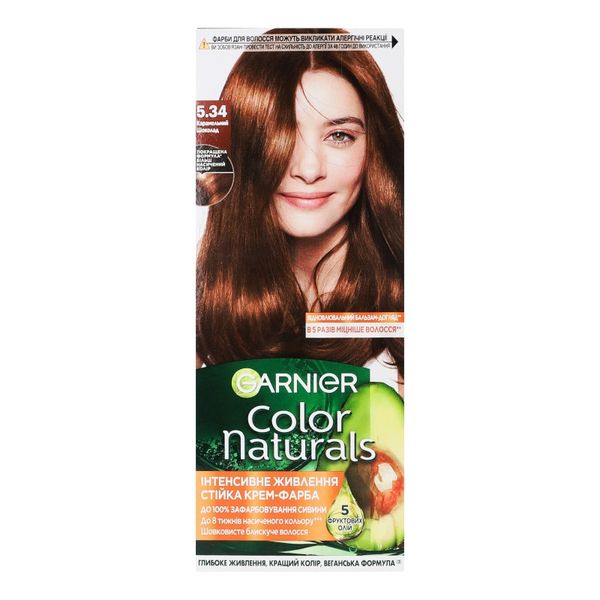 Устойчивая краска Garnier Color Naturals Интенсивное питание для волос 5.34 Карамельный шоколад (3600542600415) В00315731 фото