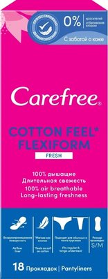 Ежедневные гигиенические прокладки Carefree Flexiform Fresh 18 шт.(3574661565026) В00294404 фото