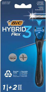 Станок для бритья Bic Flex 3 Hybrid мужской с 2 сменными картриджами 1 шт (3086123519114) В00196271 фото