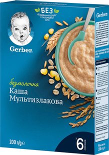 Дитяча каша Gerber Суха молочна швидкорозчинна Мультизлакова для дітей з 6 міс. 200 г (7613287016430) В00098395 фото