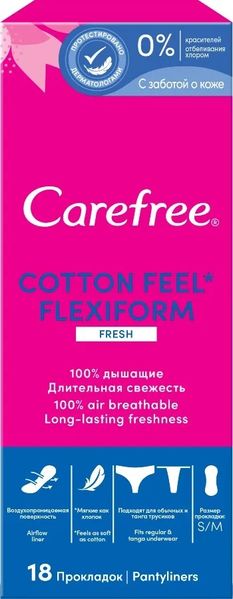 Щоденні гігієнічні прокладки Carefree Flexiform Fresh 18 шт.(3574661565026) В00294404 фото