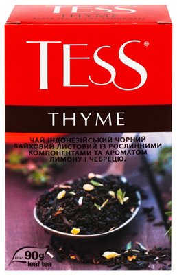 Чай TESS Thyme Чорний з цедрою лимона, апельсина та чебрецем листовий 90 г (4823096800622) 000025005 фото
