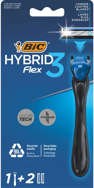 Станок для гоління Bic Flex 3 Hybrid чоловічий з 2 змінними картриджами 1 шт (3086123519114) В00196271 фото