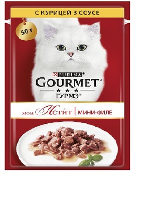 Вологий корм для котів Gourmet Mon Petit курка в соусі 50г (7613035311336) 000074775 фото