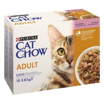 Влажный корм для кошек Purina Cat Chow Adult Лосось, стручковая фасоль в желе 10 шт x 85 г. (7613036596039) 000087610 фото