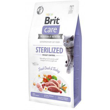 Корм сухой Brit Care Cat Grain Sterilized Weight Control для стерилизованных кошек с избыточным весом с уткой и индейкой 7 кг (8595602540785) S1111162360 фото