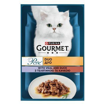 Влажный корм для кошек Gourmet Perle с телятиной и уткой в соусе 85 г. (8445291187719) 000086560 фото