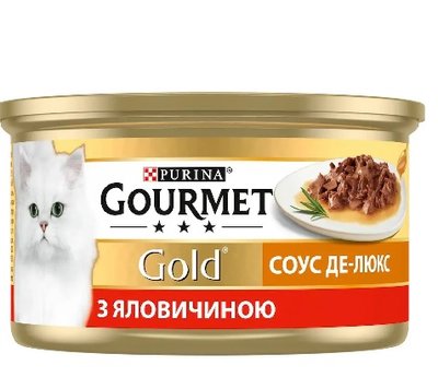 Вологий корм Purina Gourmet Gold для котів, Соус Де-Люкс, Шматочки у соусі, Яловичина 85 г.(7613036705134) 000029967 фото