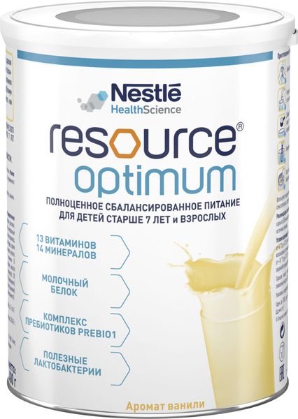 Энтеральное питание Resource Optimum Nestle Ресурс Оптимум от 7 лет 400 г (7613034988751) В00138981 фото