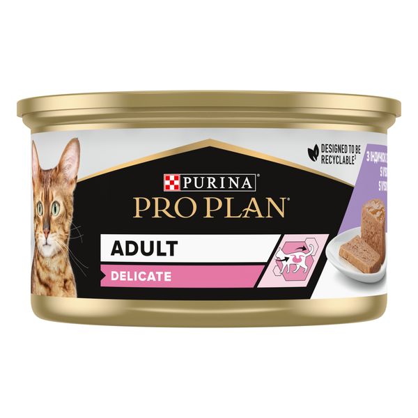 Влажный корм Purina Pro Plan Delicate Паштет для кошек с чувствительным пищеварением с индейкой 85 г ( 8445290173317) 000077122 фото