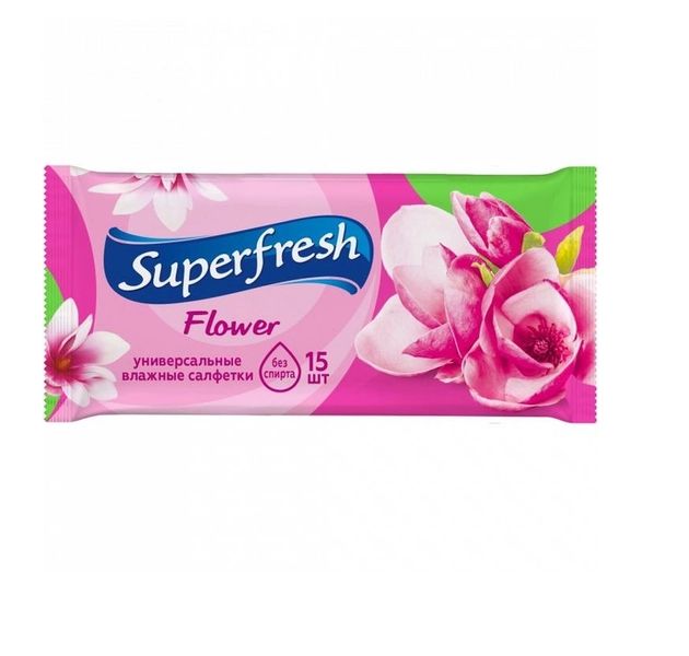 Влажные салфетки Super Fresh Flower 15 шт (4823071613490) В00148168 фото