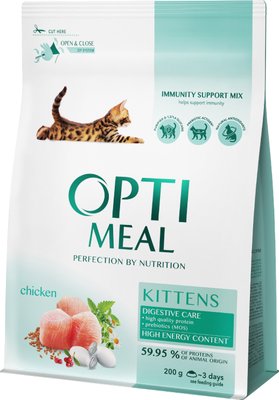 Сухой корм Optimeal для котят со вкусом курицы 200 г.(4820215360197) 000061773 фото