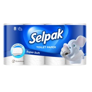 Туалетний папір Selpak Білий 3 шари 8 шт (8690530204515) В00297232 фото