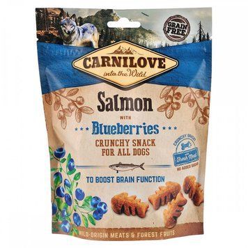Лакомство Carnilove Dog Crunchy Snack Salmon with Blueberries для собак для улучшения работы мозга с лососем и черникой 200 г (8595602528851) S1111153867 фото