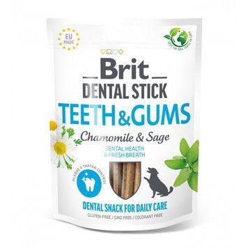 Лакомство Brit Dental Stick Teeth and Gums для взрослых собак с ромашкой и шалфеем для здоровья десен и зубов 7 шт 251 г (8595602564354) S1111174803 фото