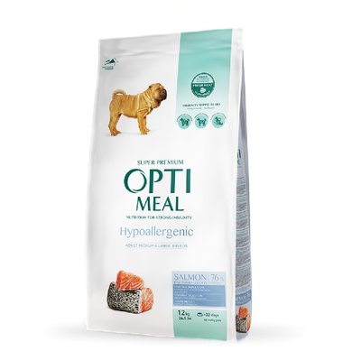 Сухий корм Optimeal для дорослих собак середніх і великих порід з лососем 12 кг (4820215364423) 000064779 фото