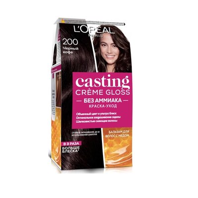 Крем-фарба для волосся без аміаку L'Oreal Paris Casting Creme Gloss 200 - Чорна кава 120 мл (3600521119501) 1769      фото
