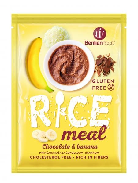 Каша рисовая Benlian с бананом и шоколадом 60 г (8606018700301) 000029332 фото