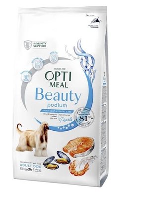 Сухой корм для собак Optimeal Beauty Podium Shiny Coat & Dental Care 1.5 кг (4820215366830) 000073672 фото