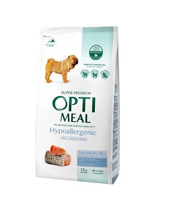 Сухий гіпоалергенний корм Optimeal для собак зі смаком лосося 1.5 кг (4820215365925) 000070861 фото