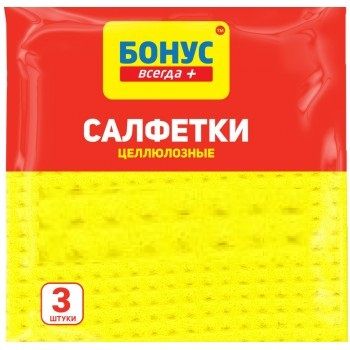 Серветки целюлозні Бонус 3 шт (4820048483964) В00316334 фото