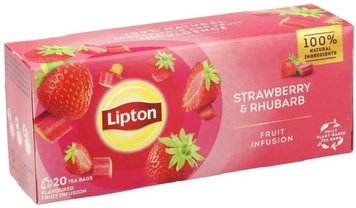 Чай Lipton Strawberry Rhubarb фруктовий 20 пакетиків (8720608014224) 000075904 фото