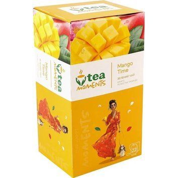 Чай Tea Moments Час манго зелений байховий ароматизований з додаванням рослинної сировини 22 саше х 1.6 г. (4823118606805) 000087005 фото