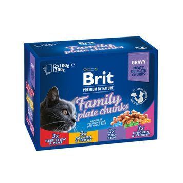 Корм влажный Brit Premium Cat Family Plate pouches набор паучей семейная тарелка для кошек ассорти 4 вкуса 100 г х 12 шт. (8595602506255) S1111143011 фото