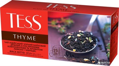 Чай TESS Thyme Черный с ароматом лимона и чабреца пакетированный 25 x 1.5 г (4823096801698) 000025755 фото