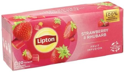 Чай фруктовий Lipton Strawberry&Rhubarb 1.6 г х 20 пакетиків (8720608014224) 000075735 фото