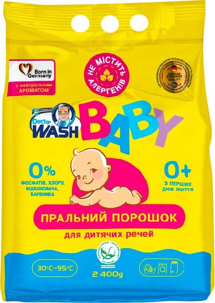 Порошок для прання Doctor Wash Baby для дитячого одягу з нейтральним ароматом 2.4 кг (4260637722027) В00299541 фото