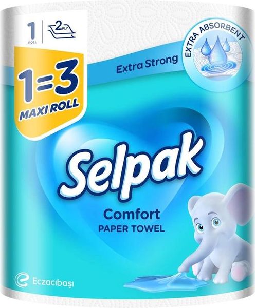 Упаковка кухонник полотенец Selpak Comfort Maxi 1=3 двухслойный (8690530005570) В00144379 фото