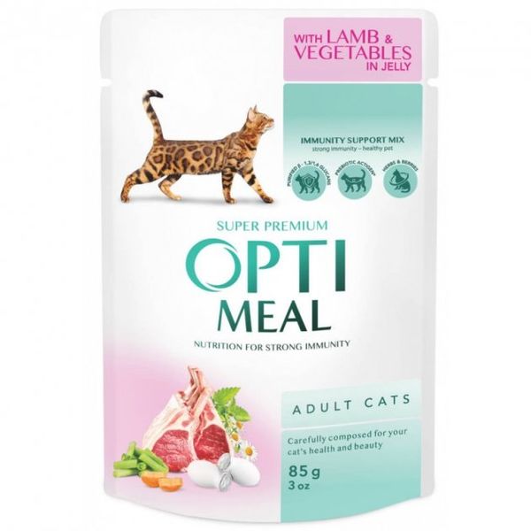 Влажный корм Optimeal для кошек со вкусом ягненка и овощей 85 г.(4820083905445) 000026872 фото
