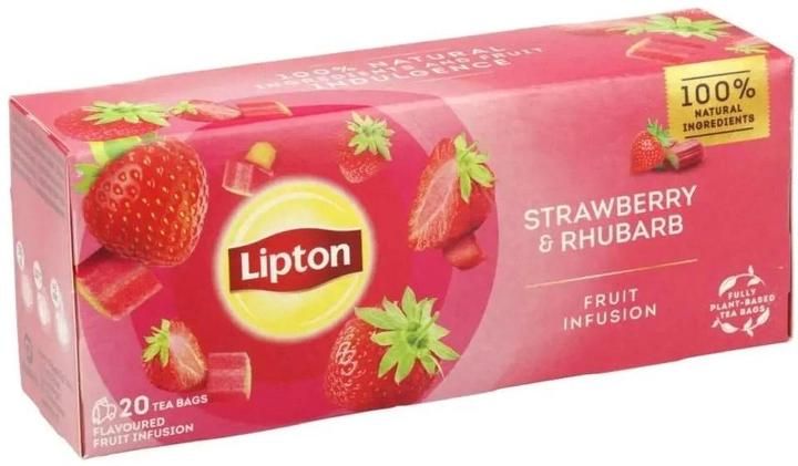 Чай Lipton Strawberry Rhubarb фруктовый 20 пакетиков (8720608014224) 000075904 фото