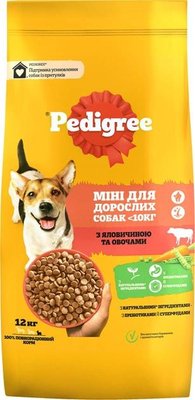 Сухой корм для взрослых собак малых пород Pedigree с говядиной и овощами 12 кг (5998749120910) 000078823 фото