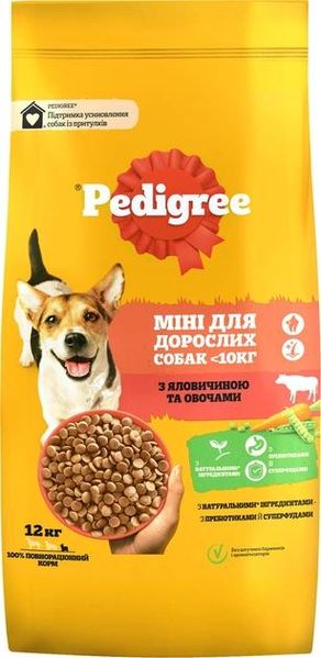 Сухий корм для дорослих собак малих порід Pedigree з яловичиною та овочами 12 кг (5998749120910) 000078823 фото