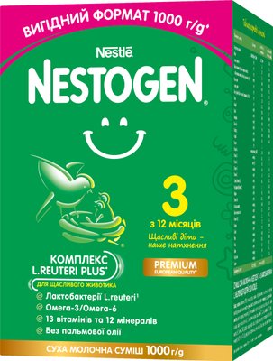 Суміш суха молочна Nestogen 3 з лактобактеріями L. Reuteri для дітей з 12 місяців 1000 г (8445290233745) В00297409 фото