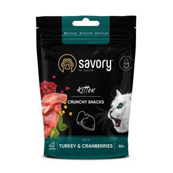 Хрустящие лакомства Savory для здорового роста котят, индейка и клюква (4820232631393) S1111168082 фото