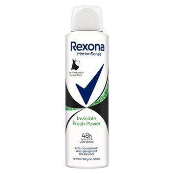 Антиперспірант аерозоль Rexona Свіжість Невидима на чорному і білому одязі 150 мл. (8720181101922) В00316877_U фото