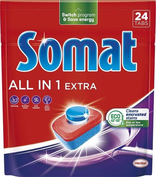 Таблетки для посудомоечной машины Somat All in 1 Extra 24 шт (9000101809466) В00315479 фото