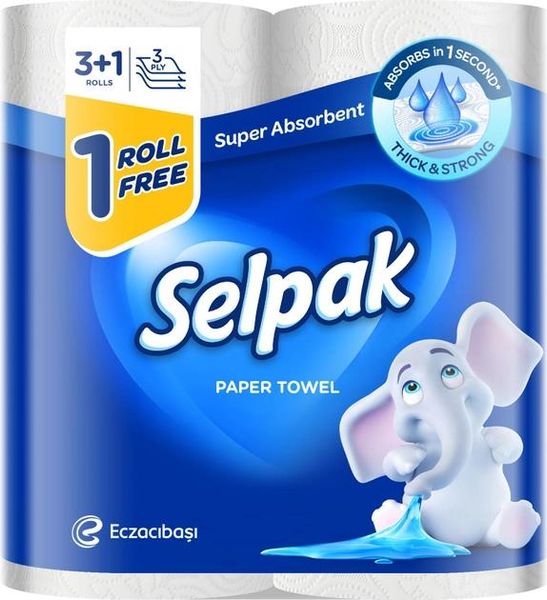 Бумажные кухонные полотенца Selpak 3 слоя 3+1 шт (8690530012356) В00187297 фото