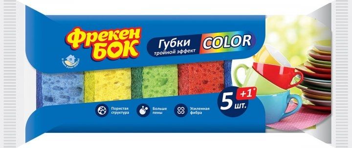 Губка кухонная Фрекен БОК Color 5+1 шт (4823071630824) В00141093 фото