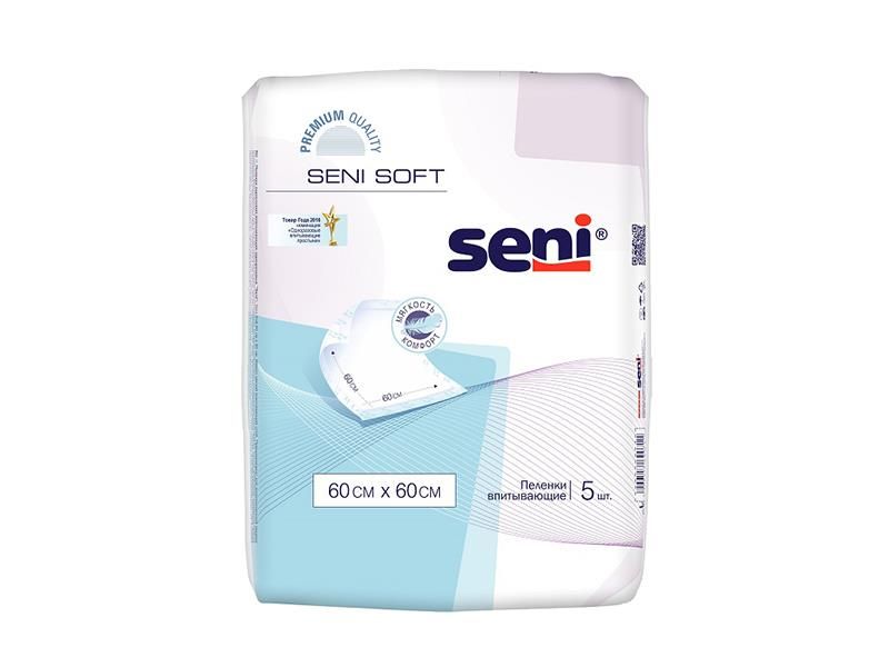 Пелюшки для немовлят Seni Soft Super 60х60 см 5 шт (5900516690311) В00189856 фото