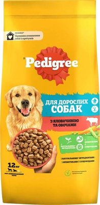 Сухой корм для взрослых собак Pedigree с говядиной и овощами 12 кг (5998749145043) 000078824 фото