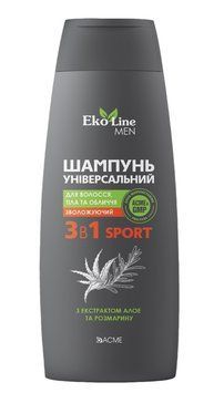 Шампунь универсальный 3 в 1 Acme EkoLine MEN Sport для волос, тела и лица, 400 мл (4823115503305) AD222 фото