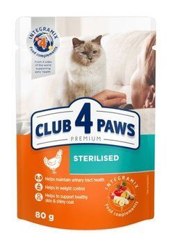 Вологий корм для стерилізованих кішок Club 4 Paws в желе з куркою 80 г (4820083908934) 000085092 фото
