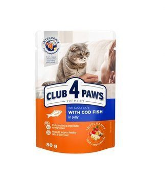 Влажный корм для кошек Club 4 Paws в желе с треской 80 г (4820215364645) 000073422 фото