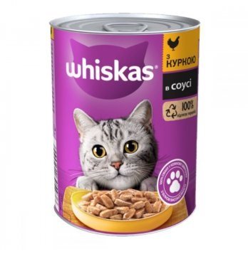 Влажный корм Whiskas для кошек с курицей кусочки в соусе 400 г (5900951305436) 000076032 фото